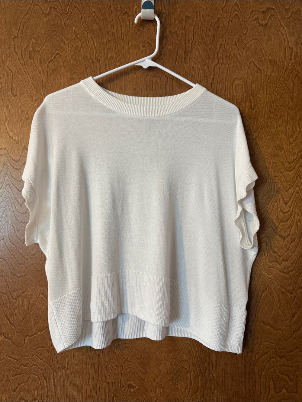 Halogen Cream Short-Sleeve Knit Pullover